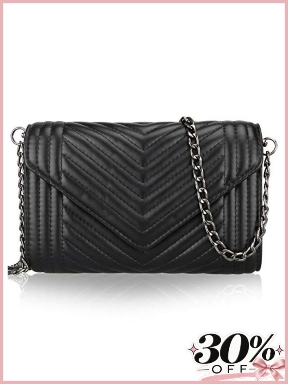 Small Faux Leather Crossbody Bag Chain Strap Quilted Clutch Purse